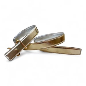 Handgefertigtes 24 mm Kalbsleder Ersatzgürtelband Gold/Silber Kostenloser Spa... - Bild 1 von 2