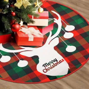 Falda Árbol de Navidad Rojo Cuadros Lujo Romántico Grueso Árbol de Vacaciones Adornos Árbol - Imagen 1 de 9