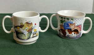 Paar Vintage Kinder Doppelhenkel Tassen 2 Stück, Gordon Fraiser & Katze/Hund - Bild 1 von 6