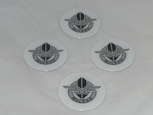 4 - WHITE McLEAN WIRE WHEEL RIM CENTER CAP ROUND STICKER LOGO 2.75" 70mm DIA - Picture 1 of 1