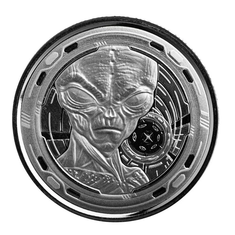 2022 Ghana Alien 1/2oz 999 Silver BU in Capsule Mintage 4000 Cover