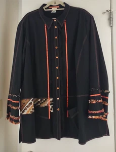Alain Weiz Jacket Womens 24W Black Silk Art To Wear Embellished Blazer Vintage - Picture 1 of 18
