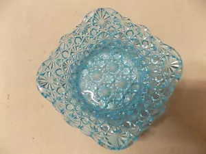 EAPG Daisy & Button Sapphire Ice Blue Square Berry Bowl - Picture 1 of 7