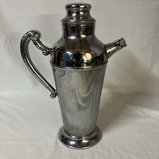 Vtg Unbranded Chrome Plated Cocktail Pitcher Art Deco Style Complete Free Ship!