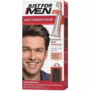 Just For Men Easy Comb-in Hair Color for Men with Applicator, Dark Brown, A-45 - Picture 1 of 6