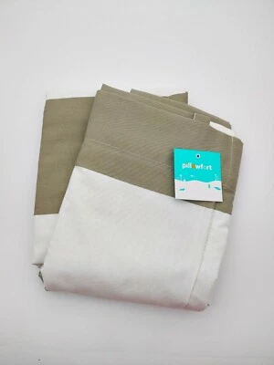 Pillowfort 63 in x 42 in Twill Light Blocking Curtain Panel Olive Stripe - Image 1 of 4