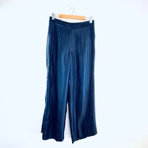 Ivy & Oak Size 38 12 Navy Blue Satin Stripe Straight Leg Pants Designer - Picture 1 of 16