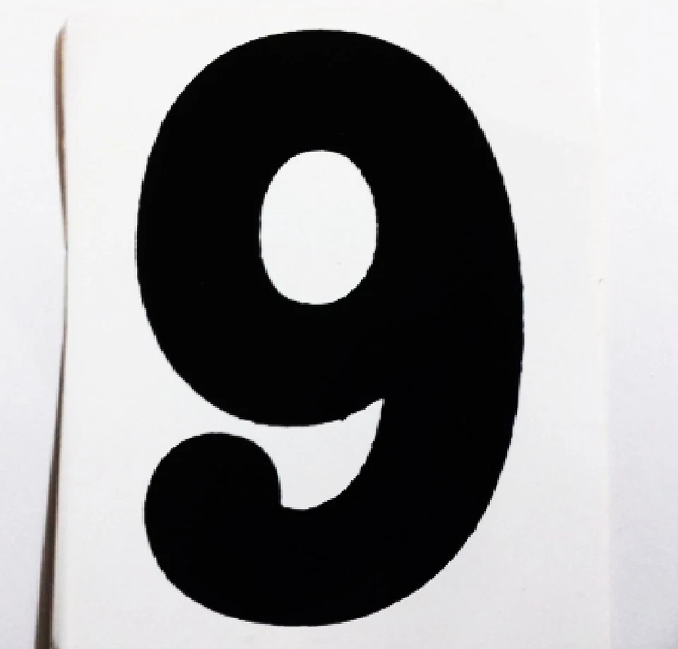 ADESIVO STICKER MOTO AUTO DECALCOMANIA 6cm x 7,5cm NUMERO NERO NOVE 9 NUMBER - Immagine 1 di 1