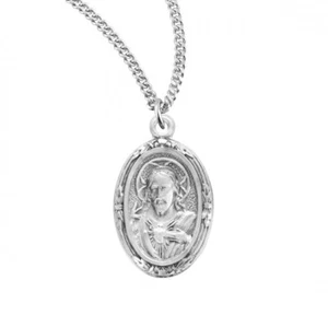 Sacred Heart of Jesus Sterling Silver Scapular Catholic Medal 0.8 In x 0.5 In - Picture 1 of 3