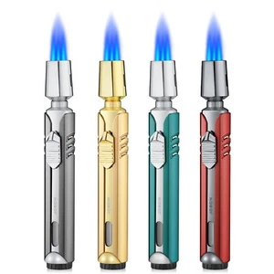 Metal  3 Jet Torch Cigar Butane Lighters Blue Flame Windproof  Kitchen Lighters - Picture 1 of 36