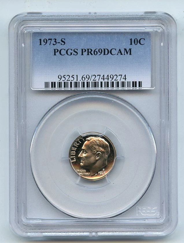 1973 S 10C Roosevelt Dime Proof PCGS PR69DCAM - Image 1 of 1