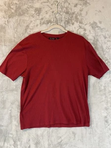 Axcess Shirt Mens Large Red Ribbed Crewneck Short Sleeve Casual Soft Knit Top - Picture 1 of 10