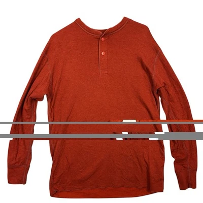 Camisa térmica masculina L.L.Bean mistura de lã Henley grande laranja queimado camada dupla - Imagem 1 de 4