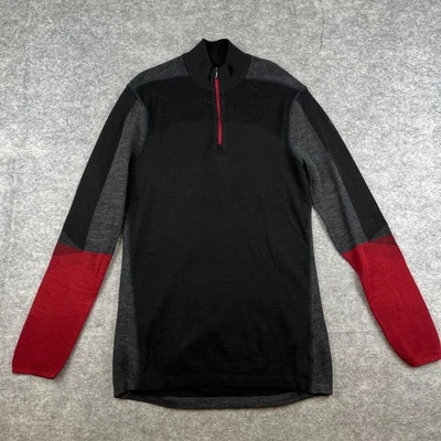 Pullover Smartwool Intraknit 200 1/4 cremallera mezcla de lana para hombre M bloques de color negro rojo Foto 1 de 4