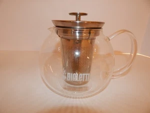 Bialetti Glass Tea Pot - 1 L / 34 Oz - Clear Glass & Silver - Stainless Infuser - Picture 1 of 11
