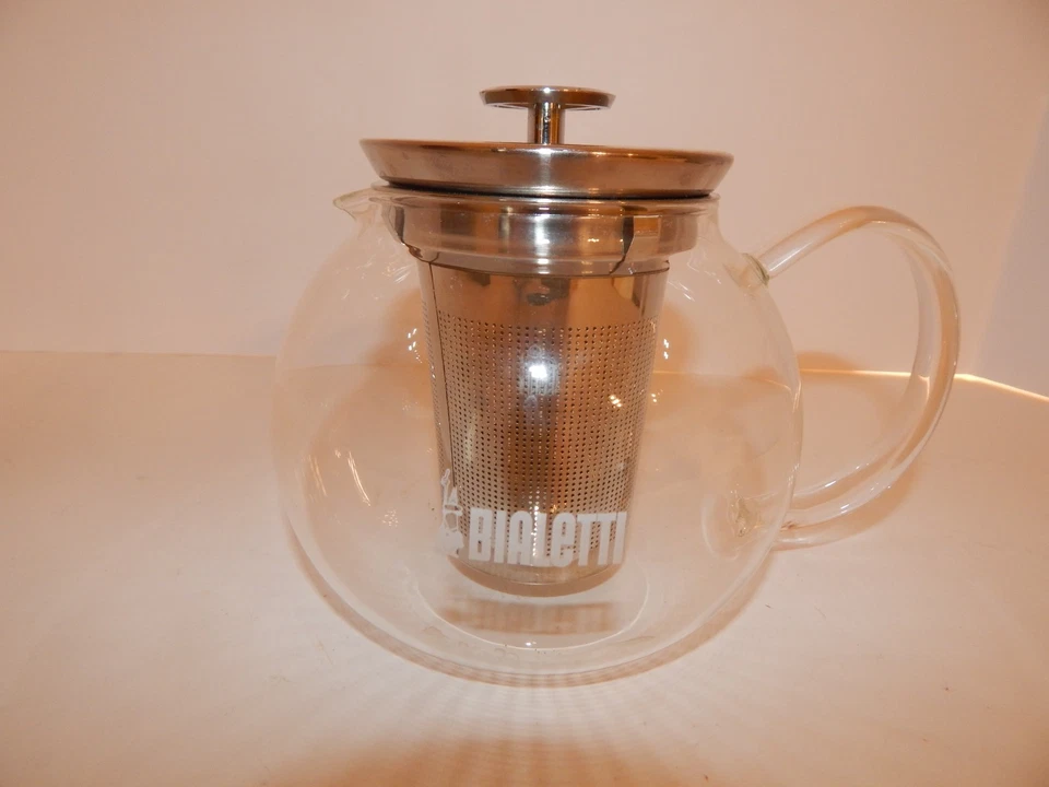 Tetera de vidrio Bialetti - 1 L / 34 OZ - Vidrio transparente y plata - Infusor de acero inoxidable Foto 1 de 4