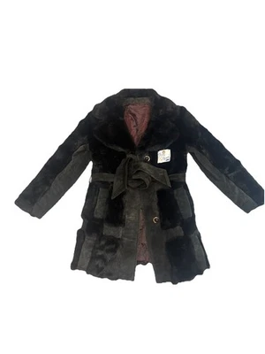 Abrigo vintage de piel sintética Tissavel para mujer mediano con cinturón Francia años 70 Foto 1 de 3