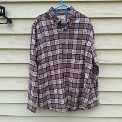 Weatherproof Vintage Brown Tan Plaid Flannel Mens Button Down XXL Cabin Chore  - Image 1 of 4