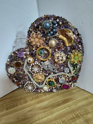 Handmade Vintage Jewelry Collage Heart Stunning Great Gift Handmade Momcore - Image 1 of 4