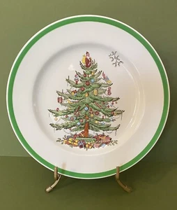 Copeland Spode England Christmas Tree Pattern 10.5” Dinner Plate Green BackStamp - Picture 1 of 8