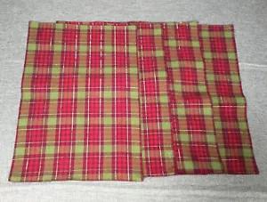 Tovagliette di stoffa natalizie plaid rosso verde motivo plaid 18 x 13 set da 4 - Foto 1 di 4