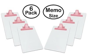 Acrimet White Clipboard Memo Size Premium Metal Clip (Hardboard) (6 - Pack) (Pin - Picture 1 of 6