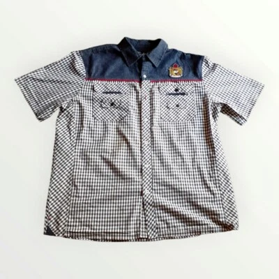 Eight 732 Mens Shirt 3XL Button Down Short Sleeve Black Plaid Jean Logo - Image 1 of 4