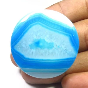 Blue Cabochon 37 mm Round Geode Onyx 111Cts Natural Agate Onyx Gemstone OD-1049 - Picture 1 of 8