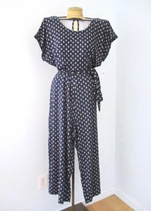 Neu mit Etikett Old Navy Haremsoverall blau weiß Blumenskizze tiefer Schritt weite Beine XL - Bild 1 von 8