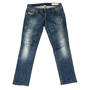 Diesel Women Jean Slim Skinny Low Waist Stretch Blue Distressed Grupee W31 L28 * - Picture 1 of 11