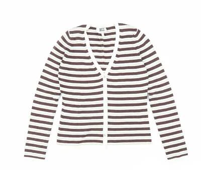 Oasis Womens Multicoloured V-Neck Striped 100% Cotton Cardigan Jumper Size 10 - Image 1 of 4
