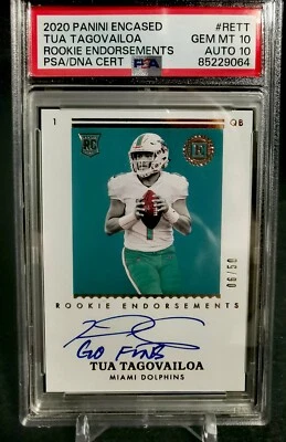 2020 Panini Encased Rookie Endorsements Tua Tagovailoa Auto Insc. PSA 10 Pop 2 - Image 1 of 2