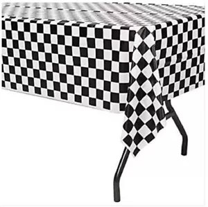 CEG Plastic Table Cover, Black & White Check (39197) - Picture 1 of 4