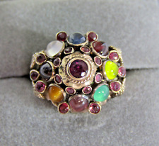 Vintage 18K Gold Harem Multi-Color Gemstone Ring Size 5.5