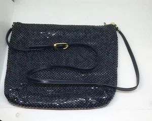 Vintage Whiting and Davis Strap Bag Navy Blue Metal Mesh Crossbody Shoulder - Bild 1 von 9