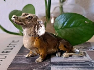 Perro Dachshund Esmaltado Peltro Italia De Colección Difícil de Encontrar Único - Imagen 1 de 6