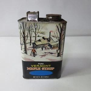 VTG Old Vermont Pure Maple Syrup Tin Metal Graphic Can 1/2 Gallon (#9) - Picture 1 of 7