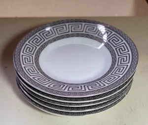 Set of 4 Yamasen 24 Gold Fine Porcelain AMAK Pattern Greek Key Demitasse Saucers - Picture 1 of 9