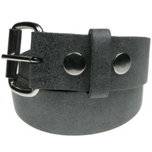 Special Grey Real Leather Snap On Belt 1.5inch/38mm with Buckle S M L XL 2XL 3XL - Picture 1 of 2