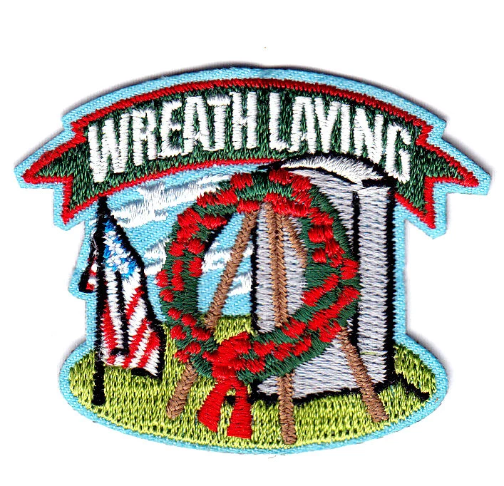 WREATH LAYING Iron On Patch Memorial Freedom Military - Image 1 of 1