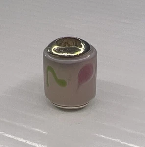 NEW HALIA 925 Sterling Silver Bead Charm Pink Murano Glass Flowers Roses Tube - Picture 1 of 9