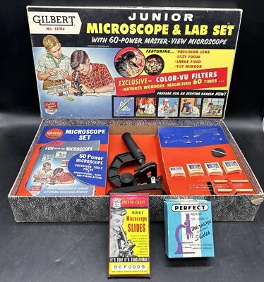 Raro conjunto de microscopio y laboratorio Gilbert Jr años 50 #13014 excelente estado Foto 1 de 4