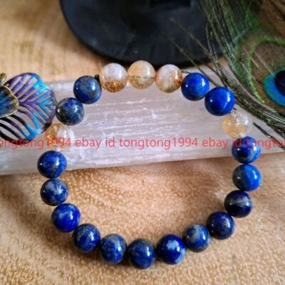 6/8/10mm Lapis Lazuli Citrin Armband Kristall Heilung Geschenk Für Ihn Oder Sie - Bild 1 von 4