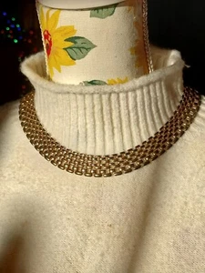 Vintage Gold tone 17" Chunky Collar Choker Necklace #0013 - Picture 1 of 3