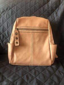 Pink Leather Backpack Purse W/ Nylon Shoulder Strap