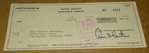 Quinn Martin signed check (Television HOF) The Streets of San Francisco, etc. - Picture 1 of 3