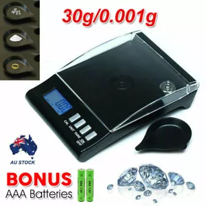 0.001g 30g Electronic Digital Milligram Pocket Jewellery Scale LCD Display Black - Picture 1 of 7