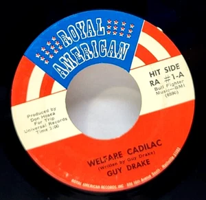 GUY DRAKE Welfare Cadilac / Keep Off My Grass Royal American  45 rpm 1970 Record - Picture 1 of 3