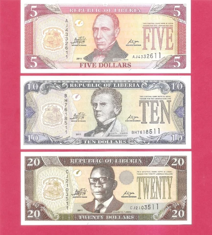 Liberia $5 $10 $20 2011 Uncirculated Set of 3 Cover