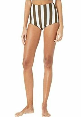 MIKOH SWIMWEAR L79552 Retro Olive Stripe Menehune Bottoms Size Large - Image 1 of 3